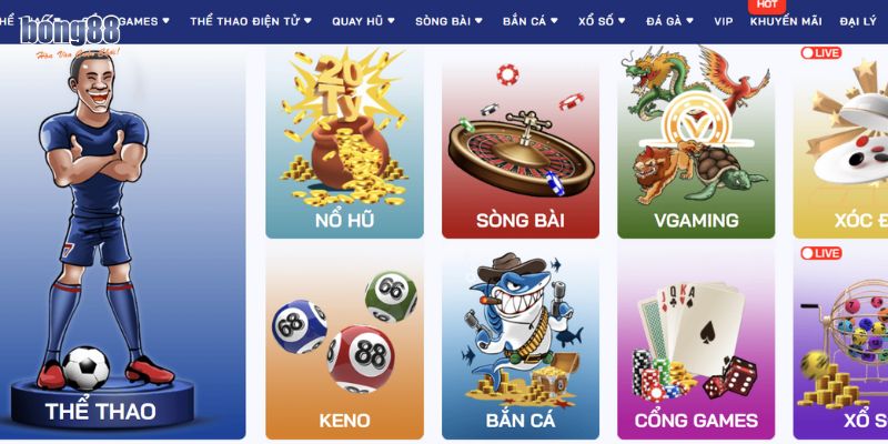 Kho game phong phú, đa dạng tại Bong88