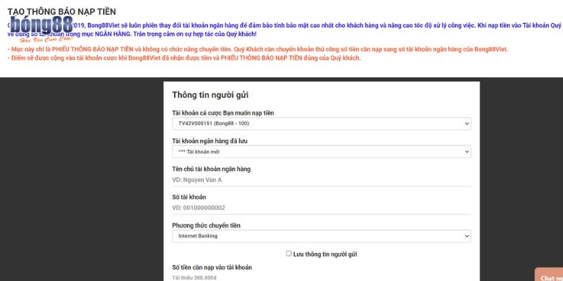 Thao tác nạp tiền Bong88 qua ví điện tử nhanh chóng